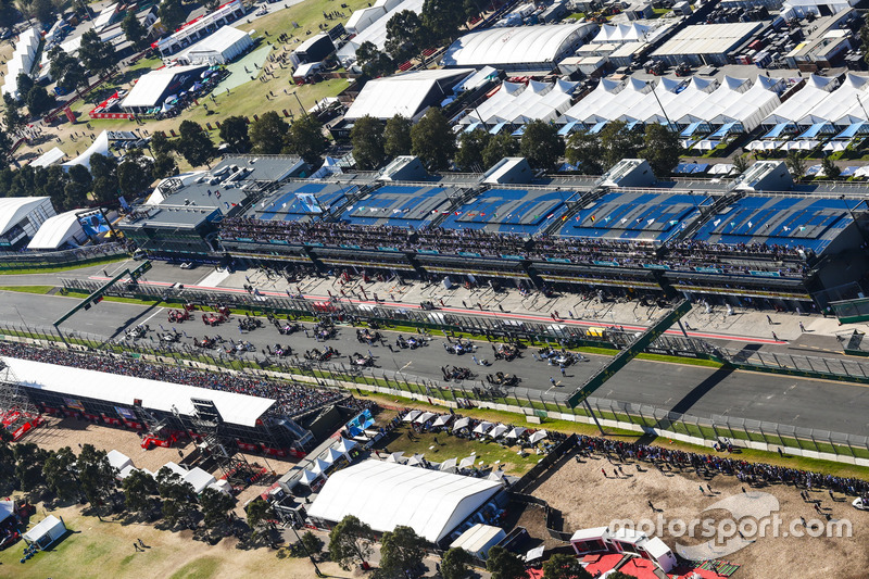 The pre race grid as seen from the air