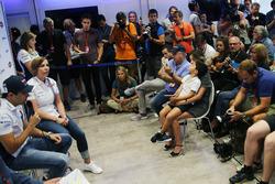 (L to R): Felipe Massa, Williams, announces his retirement from F1 at the end of the season, alongside Claire Williams, Williams Deputy Team Principal, with his family watching on in the front row