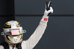 Lewis Hamilton, Mercedes AMG F1 celebrates his pole position in parc ferme