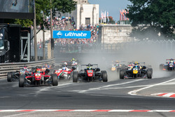 start, Lance Stroll, Prema Powerteam Dallara F312 - Mercedes-Benz, Joel Eriksson, Motopark Dallara F
