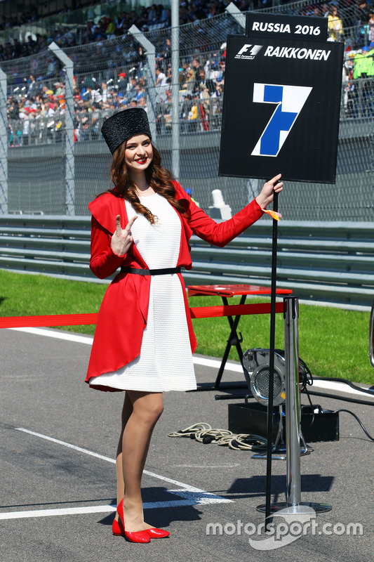 Grid girl for Kimi Raikkonen, Ferrari