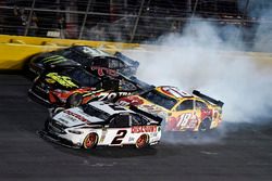 Brad Keselowski, Team Penske, Ford Fusion Discount Tire, Martin Truex Jr., Furniture Row Racing, Toyota Camry 5-hour ENERGY/Bass Pro Shops, Kurt Busch, Stewart-Haas Racing, Ford Fusion Monster Energy, Kyle Busch, Joe Gibbs Racing, Toyota Camry M&M's M&M's Red Nose Day, wreck in turn 4