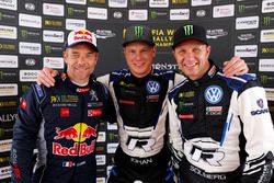 Podium: winnaar Johan Kristoffersson, PSRX Volkswagen Sweden, tweede Sébastien Loeb, Team Peugeot Total,-derde Petter Solberg, PSRX Volkswagen Sweden