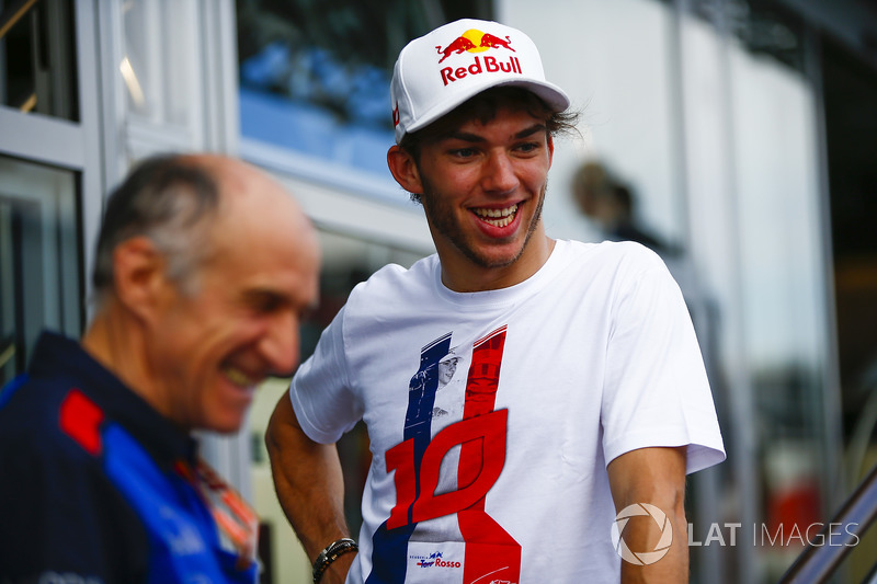 Franz Tost, Team Principal, Toro Rosso, and Pierre Gasly, Toro Rosso