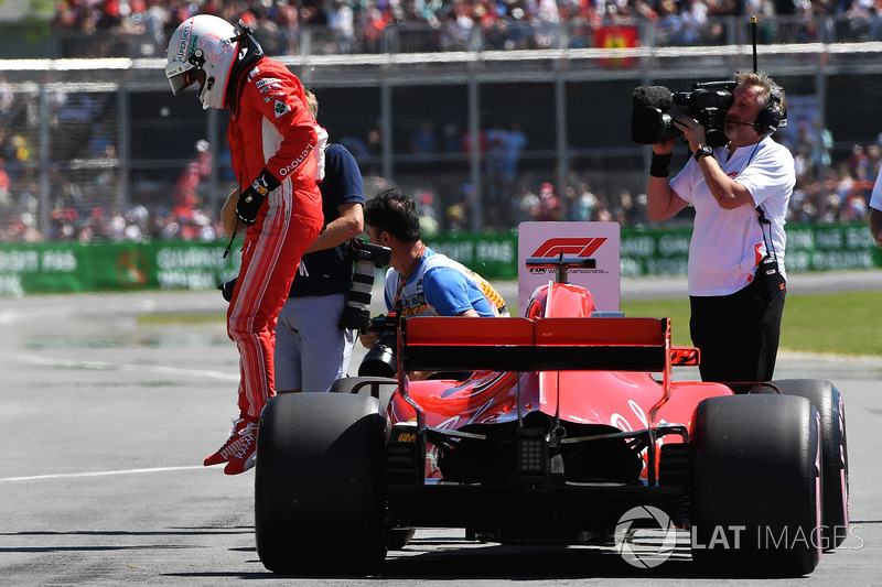Pole sitter Sebastian Vettel, Ferrari SF71H celebrates in parc ferme