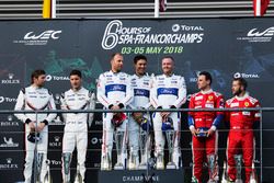 LMGTE Pro podium: #92 Porsche GT Team Porsche 911 RSR: Michael Christensen, Kevin Estre, #66 Ford Chip Ganassi Racing Ford GT: Stefan Mücke, Olivier Pla, Billy Johnson, #71 AF Corse Ferrari 488 GTE EVO: Davide Rigon, Sam Bird