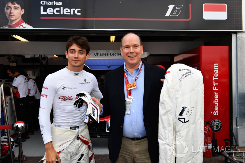 Charles Leclerc, Sauber and HSH Prince Albert of Monaco