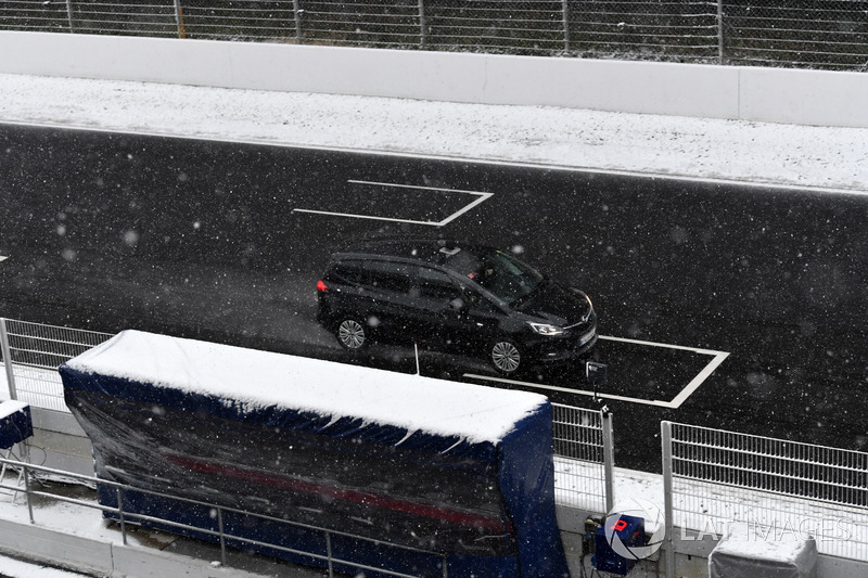 Course car as snow stops testing