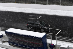 Course car as snow stops testing