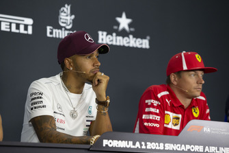Lewis Hamilton, Mercedes AMG F1 and Kimi Raikkonen, Ferrari in Press Conference