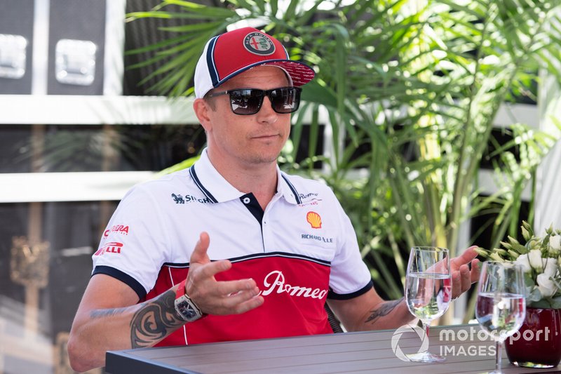 Kimi Raikkonen, Alfa Romeo Racing talks to the media