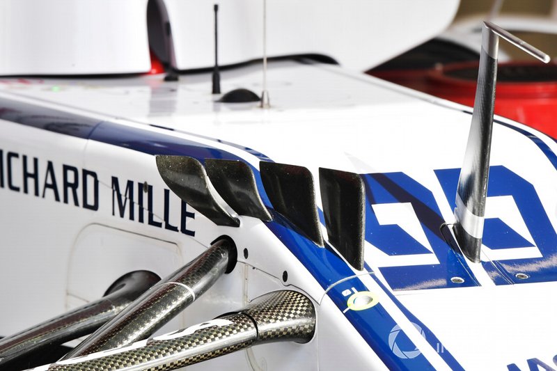 Dettaglio dei flap sulla monoposto di Antonio Giovinazzi, Alfa Romeo Racing C38