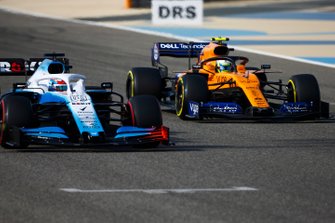 George Russell, Williams Racing FW42, en Lando Norris, McLaren MCL34