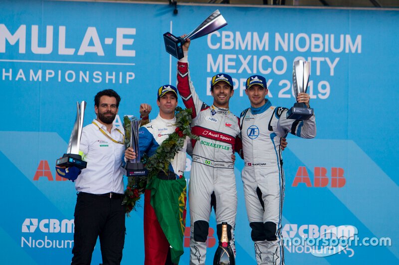 Podium: race winner Lucas Di Grassi, Audi Sport ABT Schaeffler, second placeAntonio Felix da Costa, BMW I Andretti Motorsports and third place, Edoardo Mortara Venturi Formula E