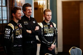 Romain Grosjean, Haas F1 Team, Guenther Steiner, teambaas, Haas F1 en Kevin Magnussen, Haas F1 Team