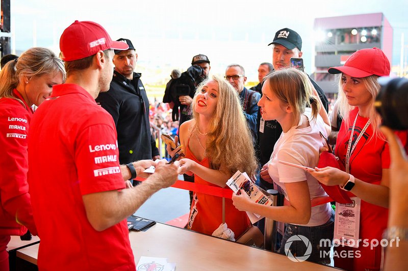 Sebastian Vettel, Ferrari, meets fans