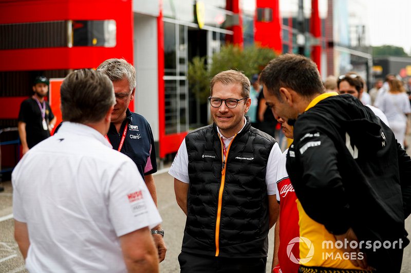 Zak Brown, Direttore Esecutivo, McLaren, Otmar Szafnauer, Team Principal e CEO, Racing Point, Andreas Seidl, Team Principal, McLaren e Cyril Abiteboul, Managing Director, Renault F1 Team