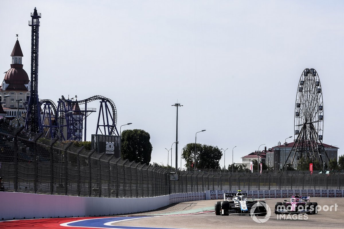 Nicholas Latifi, Williams FW43, Sergio Perez, Racing Point RP20
