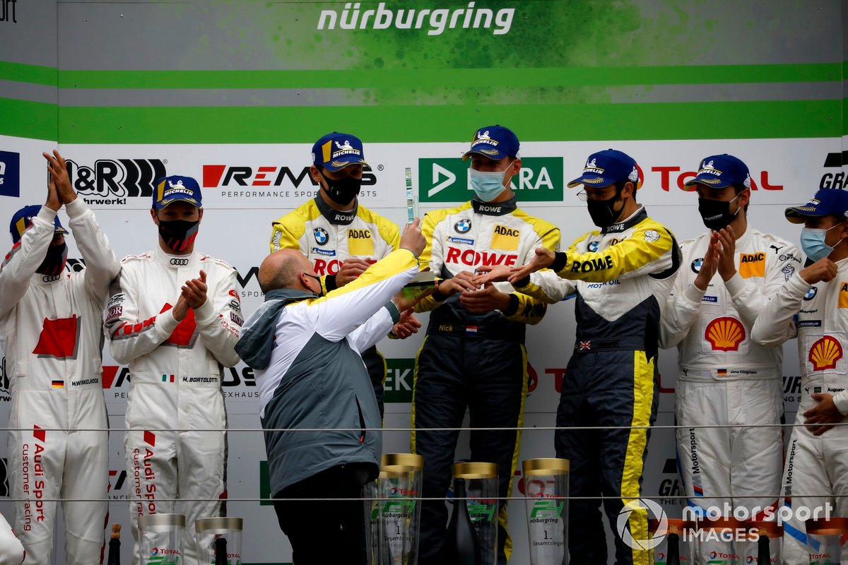 Podium: Race winner #99 Rowe Racing BMW M6 GT3: Alexander Sims, Nicky Catsburg, Nick Yelloly