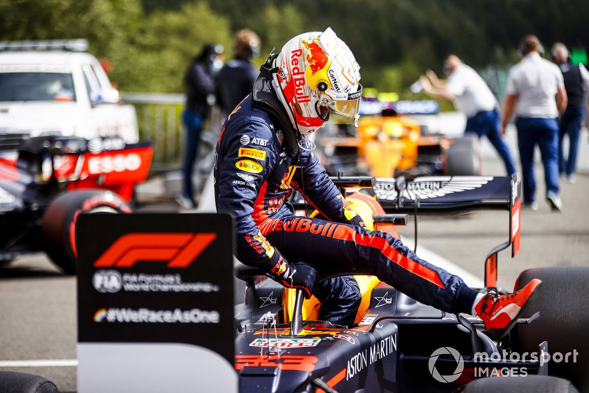 Tercero Max Verstappen, Red Bull Racing en Parc Ferme