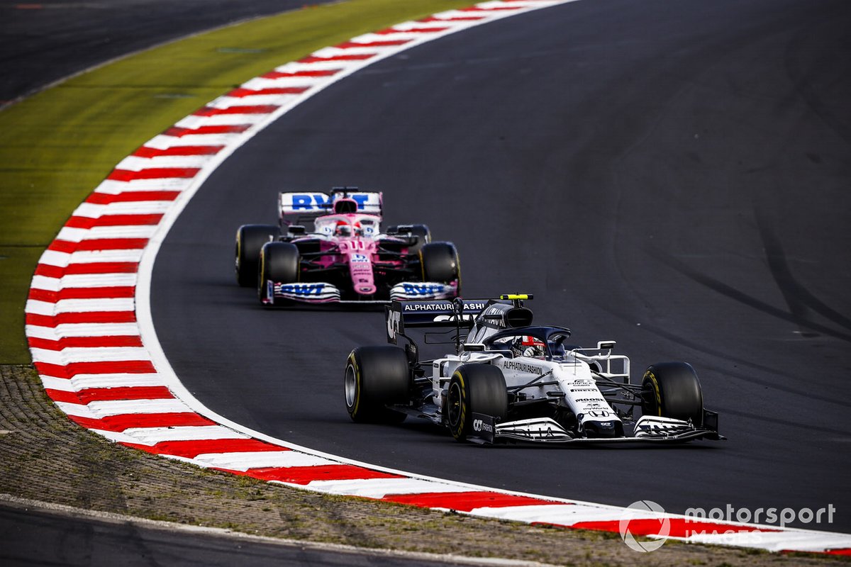 Pierre Gasly, AlphaTauri AT01, Sergio Perez, Racing Point RP20