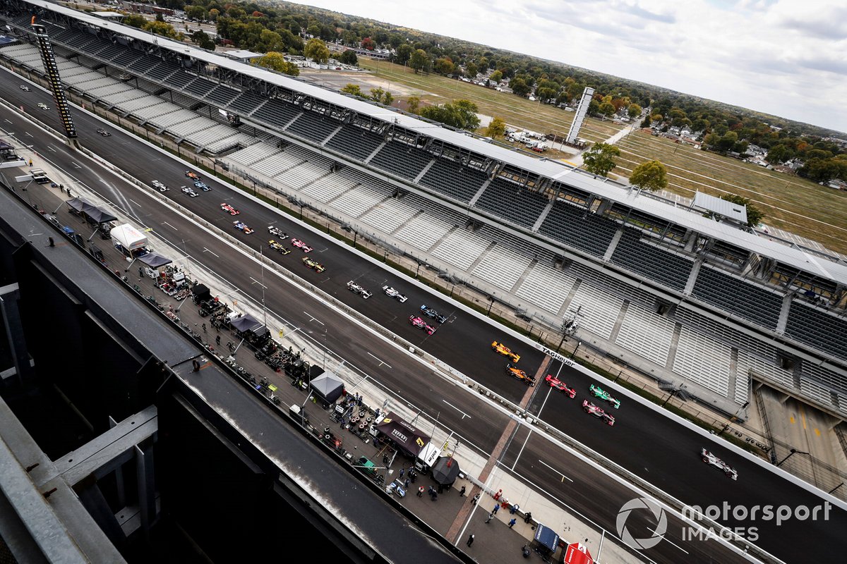 Start, Will Power, Team Penske Chevrolet, Colton Herta, Andretti Harding Steinbrenner Autosport Honda, Alexander Rossi, Andretti Autosport Honda, Alex Palou, Dale Coyne Racing with Team Goh Honda, Patricio O'Ward, Arrow McLaren SP Chevrolet, Jack Harvey, Meyer Shank Racing Honda, Felix Rosenqvist, Chip Ganassi Racing Honda