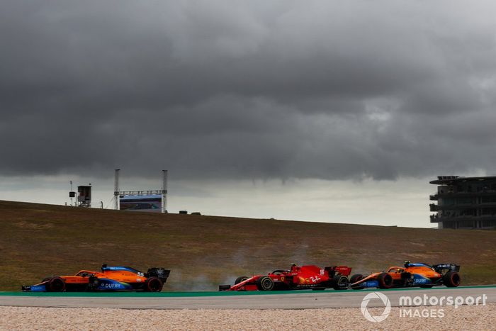 Carlos Sainz Jr., McLaren MCL35, Charles Leclerc, Ferrari SF1000, Lando Norris, McLaren MCL35