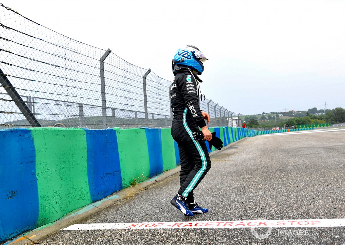 Valtteri Bottas, Mercedes, after crashing out at the start