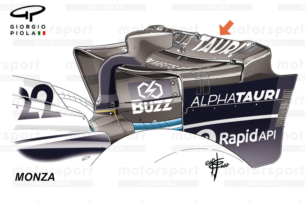 The rear wing of the AlphaTauri AT03 in Monza