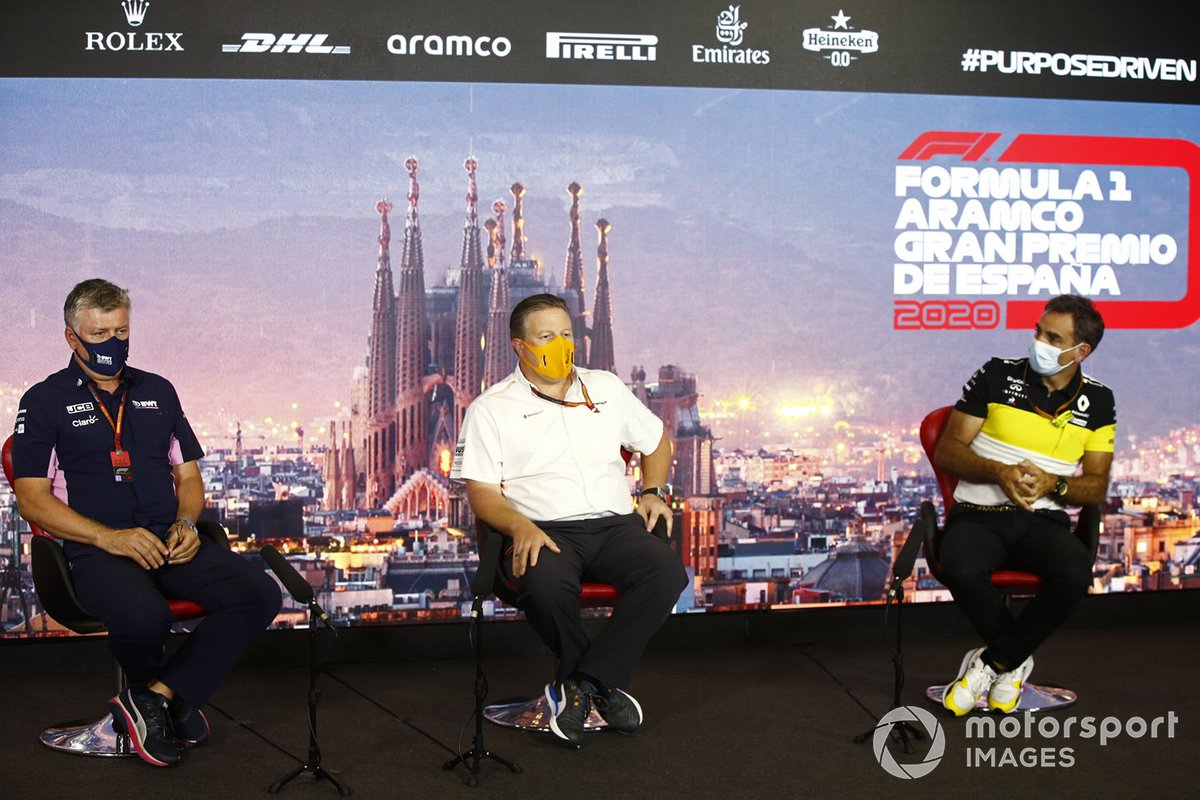 Otmar Szafnauer, Director del equipo y CEO de Racing Point, Zak Brown, Director Ejecutivo de McLaren y Cyril Abiteboul, Director General del equipo Renault F1