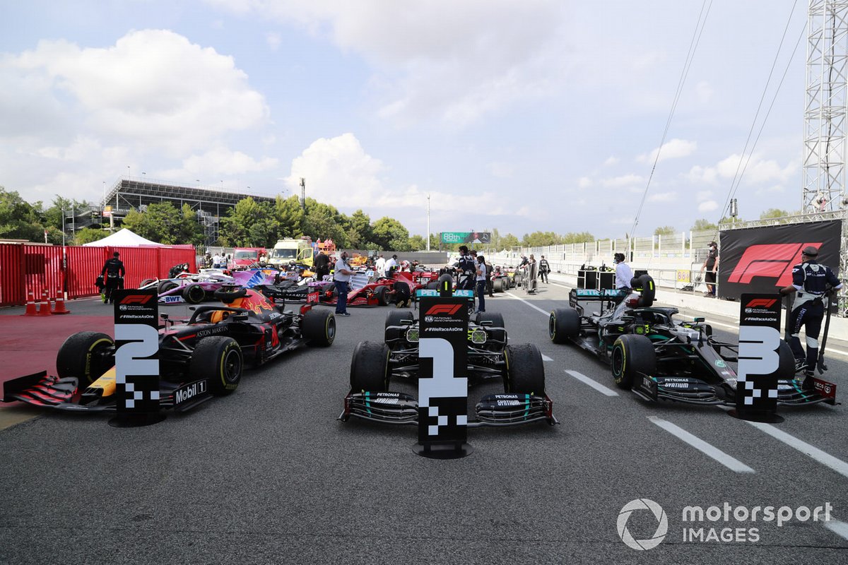 Winner, Lewis Hamilton, Mercedes-AMG Petronas F1, the second place Max Verstappen, Red Bull Racing and third place Valtteri Bottas, Mercedes-AMG Petronas F1