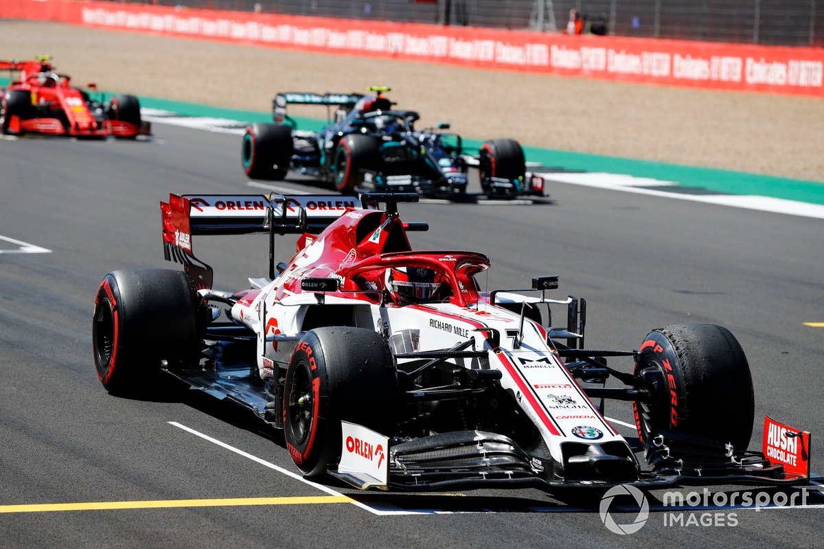 Kimi Raikkonen, Alfa Romeo Racing C39, Valtteri Bottas, Mercedes F1 W11, Charles Leclerc, Ferrari SF1000