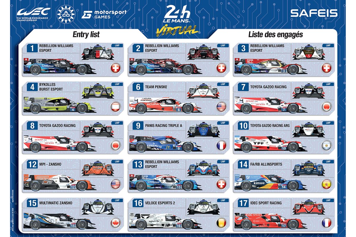 Las decoraciones de los vehículos de las 24h Le Mans virtuales