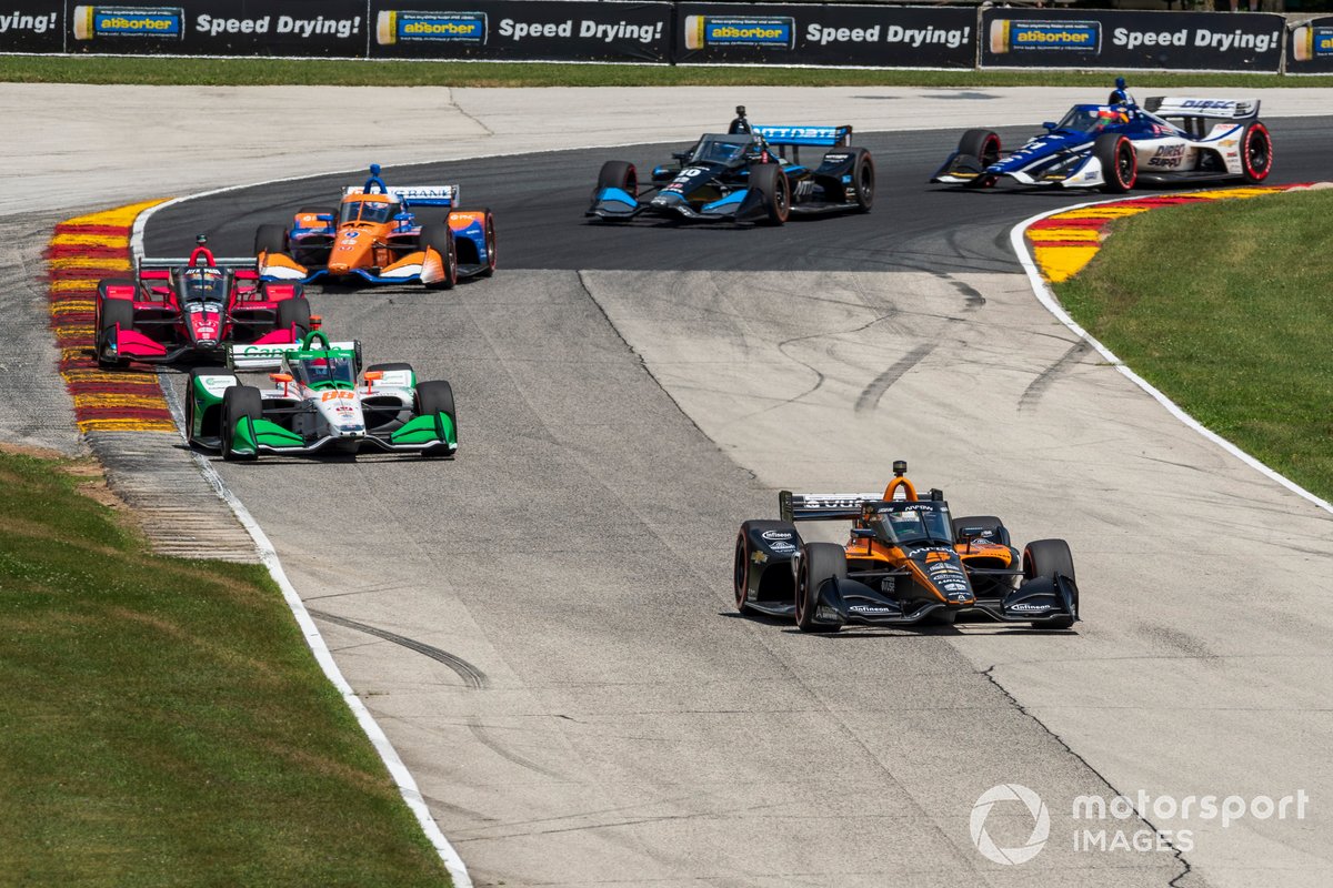 Patricio O'Ward, Arrow McLaren SP Chevrolet, Colton Herta, Andretti Harding Steinbrenner Autosport Honda, Alex Palou, Dale Coyne Racing with Team Goh Honda, Scott Dixon, Chip Ganassi Racing Honda, Felix Rosenqvist, Chip Ganassi Racing Honda, Rinus VeeKay, Ed Carpenter Racing Chevrolet