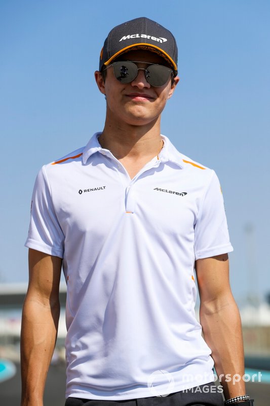Lando Norris, McLaren walks the track