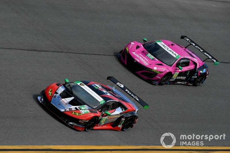 #48 Paul Miller Racing Lamborghini Huracan GT3, GTD: Madison Snow, Bryan Sellers, Corey Lewis, Andrea Caldarelli, #86 Meyer Shank Racing w/Curb-Agajanian Acura NSX GT3, GTD: Mario Farnbacher, Matt McMurry, Shinya Michimi, Jules Gounon