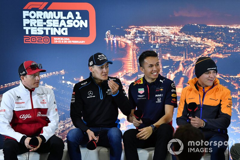 Kimi Raikkonen, Alfa Romeo, George Russell, Williams Racing, Alexander Albon, Red Bull Racing y Lando Norris, McLaren en la conferencia de prensa 