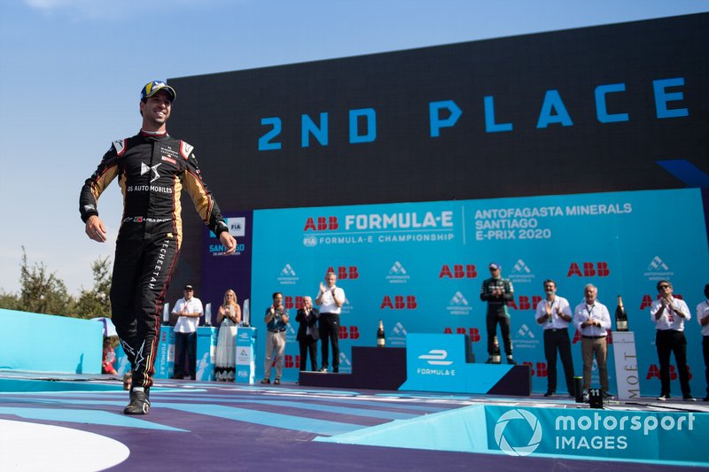 Antonio Felix da Costa, DS Techeetah, 2nd position, celebrates on the podium