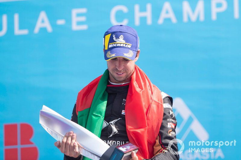 Antonio Felix da Costa, DS Techeetah, 2nd position, celebrates on the podium