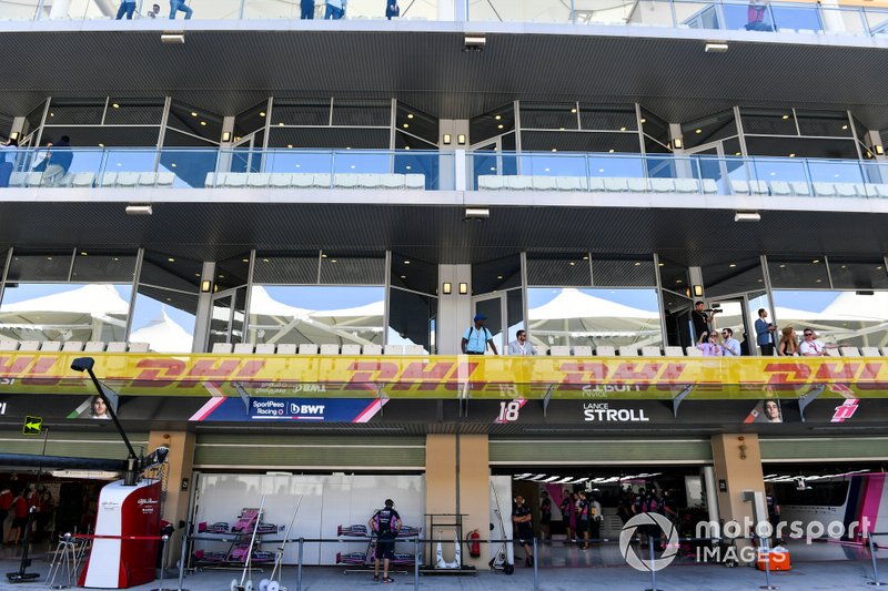 The Racing Point pit garage