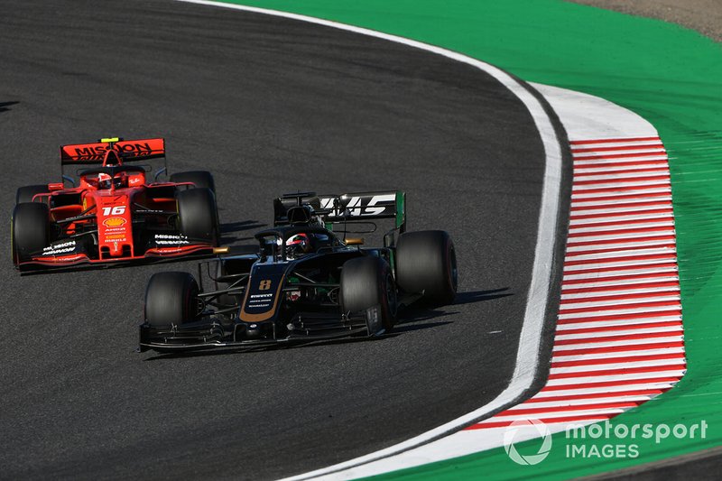 Romain Grosjean, Haas F1 Team VF-19, Charles Leclerc, Ferrari SF90