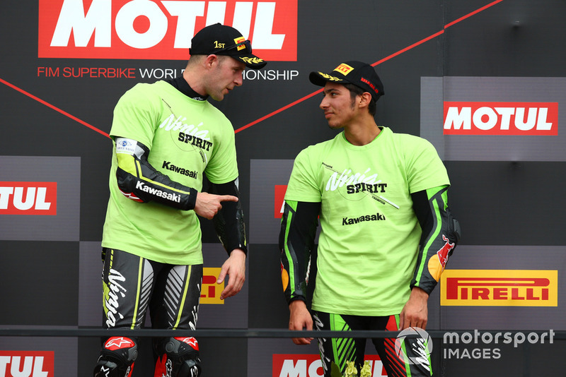 Winner Jonathan Rea, Kawasaki Racing, third place Toprak Razgatlioglu, Kawasaki Puccetti Racing