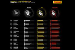 Selected Pirelli sets per driver for Chinese GP