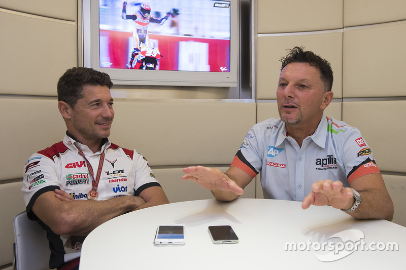 Lucio Cecchinello, Team LCR Honda director del equipo y Fausto Gresini, Aprilia Gresini Racing Team