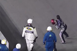 Tony Stewart throws helmet