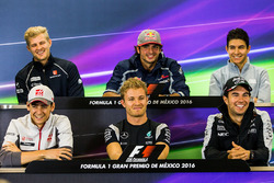 The FIA Press Conference (from back row (L to R)): Marcus Ericsson, Sauber F1 Team; Carlos Sainz Jr., Scuderia Toro Rosso; Esteban Ocon, Manor Racing; Esteban Gutierrez, Haas F1 Team; Nico Rosberg, Mercedes AMG F1; Sergio Perez, Sahara Force India F1