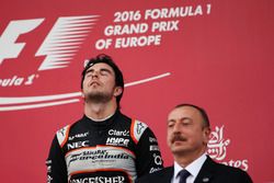 Third placed Sergio Perez, Sahara Force India F1 on the podium