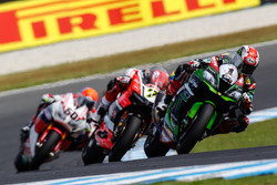Jonathan Rea, Kawasaki Racing Team, Chaz Davies, Aruba.it Racing - Ducati Team et Michael van der Mark, Honda WSBK Team