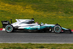 Lewis Hamilton, Mercedes AMG F1 W08 avec l'aileron de requin