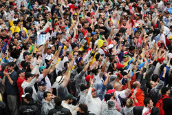 Fans at the podium